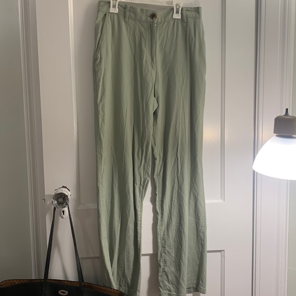 Linen green pants